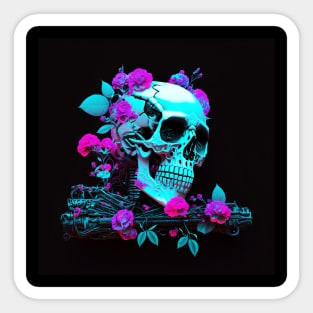 Skull Purple Flowers Sticker